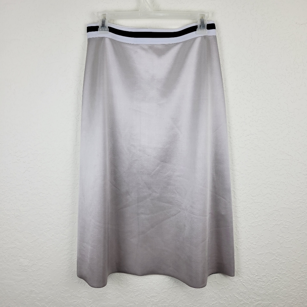 Zara Trafaluc Silver Metallic Midi Skirt Size Large